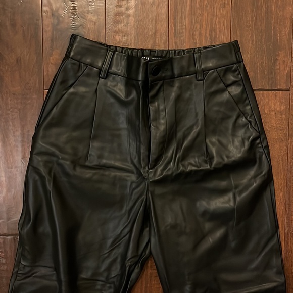 Zara Vegan Leather Tapered Trousers - Picture 3 of 5
